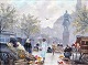 Fischer, Edmund 
(1889 - 1952) 
Dänemark:. 
Højbroplads, 
Kopenhagen. Mit 
Blumenverkäufer.
 Öl auf ...