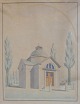 Dänische 
Künstler (19. 
Jh.) Dänemark: 
Architektur 
Zeichnung des 
Tempels. 
Aquarell auf 
Papier. 57 ...