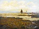 Xylander, 
Wilhelm (1840 - 
1913) Dänemark 
/ Deutschland: 
Küstenszene mit 
Booten und 
Kühen. Öl auf 
...