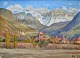 Dänische 
Künstler (20. 
Jahrhundert.): 
Blick von den 
Alpen. Öl auf 
Leinwand. 
Gezeichnet: ...