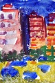 Pedersen, Per 
JK (1936 -) 
Dänemark. 
Gebäude. 
Unterzeichnet. 
Aquarell auf 
Papier. 24 x 16 
...