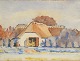 Klein, Rigmor 
(1888 - 1942) 
Dänemark: Ein 
Bauernhof, 
Fünen. Aquarell 
auf Papier. 
Unterzeichnet: 
...