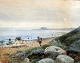 Rohde, Frederik 
(1816 - 1886) 
Denmark: A man 
on the beach, 
north of 
Kronborg. 
Watercolor. ...