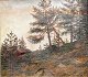 Hammer, Juliane 
(1861 - 1895) 
Dänemark: Szene 
aus Norwegen - 
mit Mond. Öl 
auf 
Leinwand.
 Signiert ...