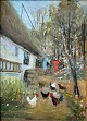 Dänischer 
Künstler (20. 
Ann.): Hüner in 
einem Haus. Öl 
auf Hartfaser. 
Unterzeichnet. 
41 x 30 ...