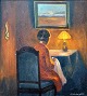 Søndergaard, 
Ole (1917 - 
1958) Dänemark: 
Interieur mit 
Frau.
Öl auf 
Leinwand. 
Signiert: O. 
...