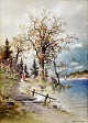 Müller, H (19th 
century) 
Germany: A 
woman in a 
landscape. 
Watercolor. 
Signed: H. 
Müller 1892. 62 
...