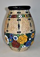 Tschechische Fayencevase, o. 1910. Amphora. Jugend. Masse dekoriert mit  Kobalt, Rot, Blau, ...