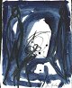 Gislason, Jon 
(1955): 
Komposition mit 
zwei 
Personen auf 
einem blauen 
Hintergrund. 
Aquarell / ...