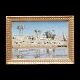 Peder Mønsted, 1859-1941, olie på lærred: "Beduinlejr ved bredden af Nilen". 
Signeret og dateret Cairo 1896. I original plysramme, der kan afmonteres. 
Lysmål: 19x29cm. Med ramme: 42x52cm