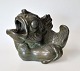 Andersen, Just (1884 - 1943) Dänemark. Fisch figur, Vase. Nr.: 1518. Grün patiniertes Metall. ...