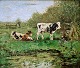 Krullaarts, F. 
(19. 
Jahrhundert) 
Niederlande: 
Kühe auf einem 
Feld. Öl auf 
Leinwand. 
Signiert F. ...