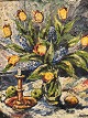 Draaby / 
Draabye Lars. 
Geboren 1923. 
Ölgemälde von 
gelben Tulpen 
in schönem ...
