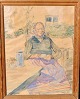 Thalbitzer, Ellen Anna Elisabeth Sophie (1884 - 1970) Dänemark: Porträt einer Kaffeetrinkerin, ...