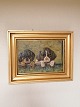 Two puppies oil 
on canvasSign. 
Aage Wang 
Measure 34 x 
43cm. Light 
size 21.5 x 
30.5 cm.
