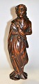 Carved 
religious 
wooden figure, 
Saint with 
falcon and 
anchor, Oak, 
approx. 1800, 
...
