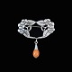Bernhard Hertz. 
Art Nouveau 
Silver Brooch 
with Amber.
Designed and 
crafted by 
Bernhard Hertz 
- ...