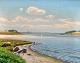 Drews, Kai 
Jeppe (1884 - 
1964) Dänemark: 
Ein Segelboot 
bei Roskilde im 
Fjord. Öl auf 
Leinwand. ...