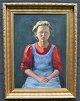 Unbekannter 
Künstler (20. 
Jahrhundert): 
Portrait eines 
Mädchens. Öl 
auf Leinwand. 
Signiert ...
