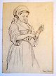 Tornøe, Wentzel (1844 - 1907) Dänemark: Kompositionsskizze mit Italienerin. Blei auf Papier. ...