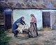 Henriksen, William M. (1880-1964) Dänemark: Die Schafe werden geschnitten. Vejby Mark. Öl auf ...