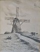 Fischer, Vilhelm Theodor (1857 - 1928) Dänemark: Windmühle in Rørvig. Radierung, Signiert 1906. ...