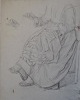 Tornøe, Wentzel 
(1844 - 1907) 
Dänemark: 
Skizze - eine 
Italienerin 
näht. Blei auf 
Papier. Verso 
...