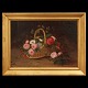 Stilleben mit Blumen in einem KorbÖl auf Leinen. Um 1830Lichtmasse: 25x35cm. Mit Rahmen: 33x43cm