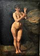 Dänischer Künstler (19. Jahrhundert): Ein weibliches Modell bei einem Felsen. Öl auf Leinwand. ...