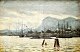 Dänische Künstler, 19. Jahrhundert. Szene vom norwegischen Hafen. Öl auf Leinwand. Ohne ...