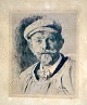 Krøyer, Peter Severin (1851 - 1909) Dänemark: Selbstporträt von PS Krøyer. Radierung, in der ...
