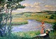 Hougaard, Peter 
(1882 - 1956) 
Dänemark: 
Angeln an einem 
Fluss. Öl auf 
Leinwand. 
Signiert 1919. 
...