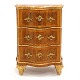 Mid 18th century gilt walnut chest of drawers. Copenhagen, Denmark, circa 1750. 
H: 84cm. W: 61cm. D: 46cm