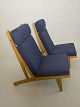 Hans J. Wegner Sessel aus dem Jahr 1969. Patentierter Eichen-Sessel, Gepolsterte mit grauer ...