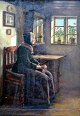 Hansen, Ane Marie (1852 - 1941) Dänemark: Kaffee wird gemahlen, Öl auf Leinwand. Signiert 1902. ...