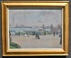 Henriques, Frans (1882 - 1956) Dänemark: Spaziergang an einem Hafen. Öl auf Leinwand. Signiertes ...