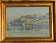 Milton Jensen, 
Carl (1855 - 
1928) Dänemark: 
Szene aus einem 
See in der 
Schweiz. 
Unterzeichnet. 
...