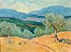 Axel Simonsen (1884-). Szene aus Italien mit Hirt auf einen Feld. Öl auf Leinwand. Signiert: ...