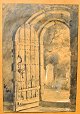 Kalckar, Isidor 
(1850 - 1884) 
Dänemark: Eine 
Kirche Tor. 
Blei auf 
Papier. 
Signiert: 
Monogramm ...