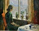 Meyer, Jacob (1895 - 1971) Dänemark: Eine Frau am Fenster. Öl auf Leinwand. Signiert 1946. 37 x ...
