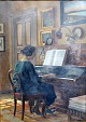 Eriksen, Hans 
(1864 - ) 
Dänemark: 
Interieur mit 
einer Klavier 
spielenden 
Frau. Öl auf 
Leinwand. ...