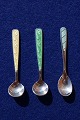Salt spoon of 
Danish sterling 
silver with 
enamel, in a 
good used 
condition 
(spoon to the 
right). ...