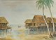 Unknown artist 
(20th century): 
Houses by the 
water. 
Watercolor. 
Signed: C. 
Willson. 28 x 
38 ...