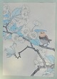 Ashikaga, Shizud (1917 - 1991) Japan: Ein Vogel auf einem Ast. Holzschnitt. 31 x 21,5 ...
