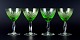 "Wien Antik", 
"Lyngby Glas", 
Denmark, four 
green white 
wine glasses.
1930/40s.
In perfect ...