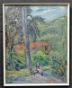 Nielsen, Egon 
(1894 - 1973) 
Denmark: A 
woman on a 
bench in the 
Landbohøjskolen's 
Garden. ...