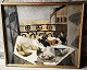 Oil painting on 
canvas: 
"Setting up on 
a table by the 
balcony". 
Painted by 
Swedish Hugo 
Linér ...