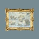 Hans Schmidt 
(1839-1917). 
Oil on canvas 
in gold frame. 
Motif with 
pigeons. The 
back with the 
...