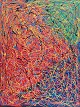 Svens Aage 
Krogstrup 
(1911), Danish 
artist, 
abstract 
composition.
Oil on board.
Signed on ...