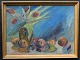 Høtoft, Anker 
(1877 - 1939) 
Dänemark: 
Stilleben mit 
Äpfeln und 
Tulpen auf 
einem Tisch. Öl 
auf ...